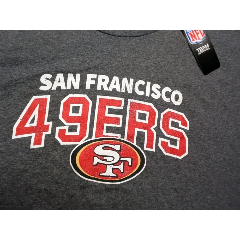 San Francisco 49ers NFL Team Apparel Shirt Mens XL Gray Football Tee NWT Cotton